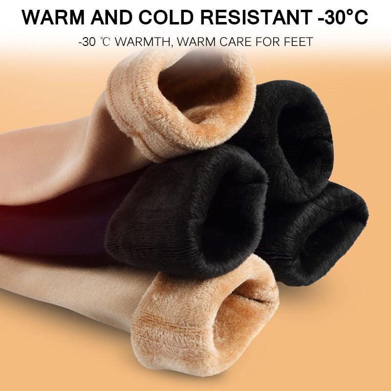 Velvet Socks Women Winter Warm Thicken Thermal Soft Casual Retro Koude Slip Solid Color Wool Cashmere Home Snow Boots Floor Sock - Amazhona 