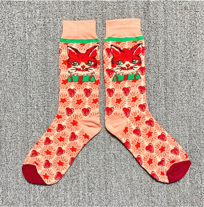 Occident Fashion Colorful Print Socks Women with Mushroom Spring Woman Socks Cotton Calcetines Mujer Meias 010202 - Amazhona 