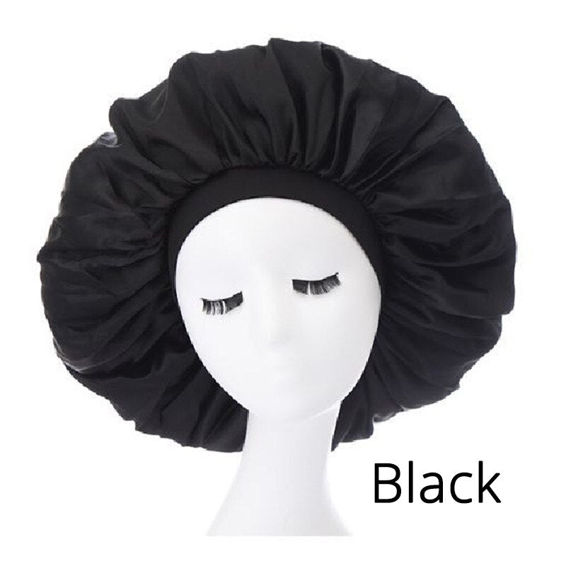 accesorios para el cabello Plussign 1Pcs Satin Sleep Bonnet For Braids Black Women Night Cap For Dreadlock Curly Hair Silk Satin Bonnet With Wide Edge - Amazhona 