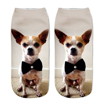 Funny Kawaii 3D Pug Dog Print Short Socks Cotton Fashion Harajuku Hip Hop Cute Japanese Fashion Soft Women Animal Slippers Socks - Amazhona 