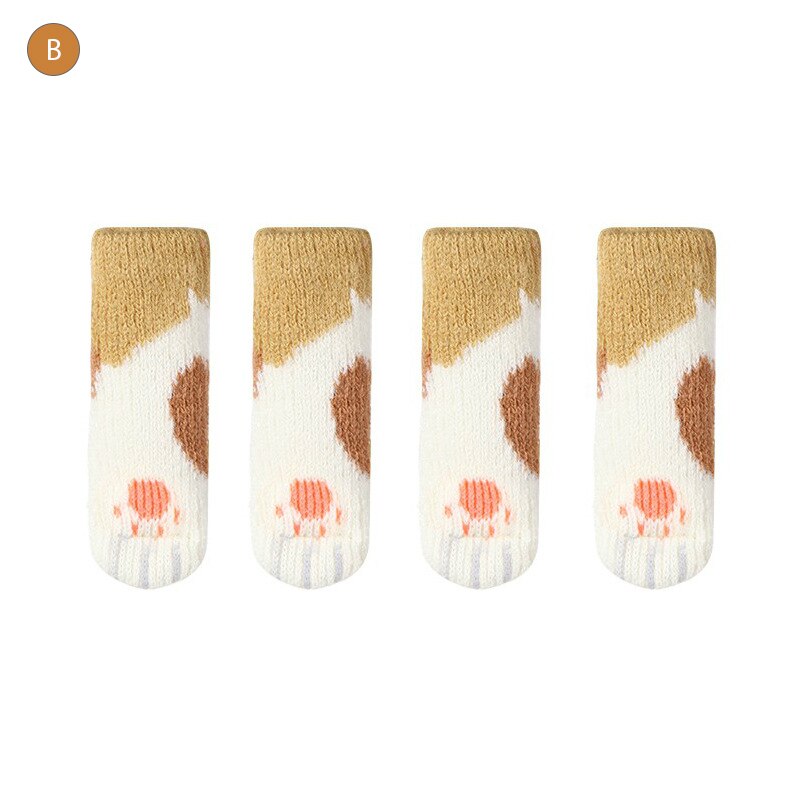 New 4pc Chair Leg Sock Furniture Feet Sleeve Cover Cat Scratching Cloth Floor Protection Knitting Wool Socks Anti-slip Table Leg - Amazhona 