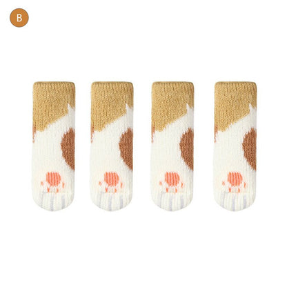 New 4pc Chair Leg Sock Furniture Feet Sleeve Cover Cat Scratching Cloth Floor Protection Knitting Wool Socks Anti-slip Table Leg - Amazhona 