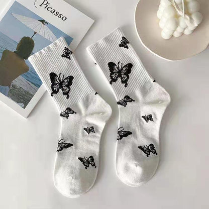 Retro Cute Japanese Spring Summer Socks for Women Female Is Tied Sportsnet Red Bow Simple Fashionable Socks - Amazhona 