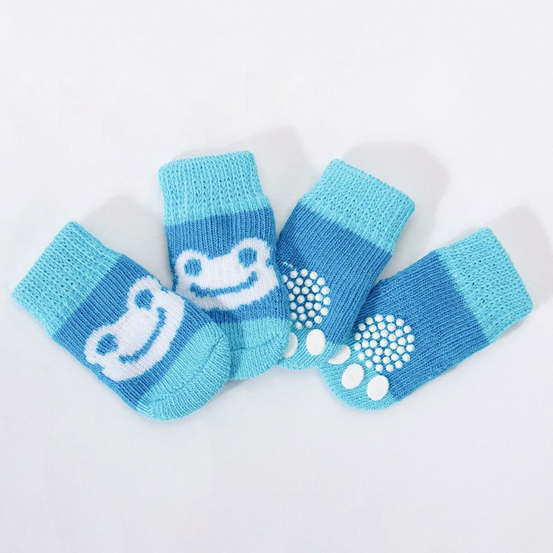 4pcs/set Pet Dog Winter Anti-Slip Socks Knit Warm Socks for Cat Dogs Chihuahua Thick Paw Protector Dog Socks Booties Accessories - Amazhona 