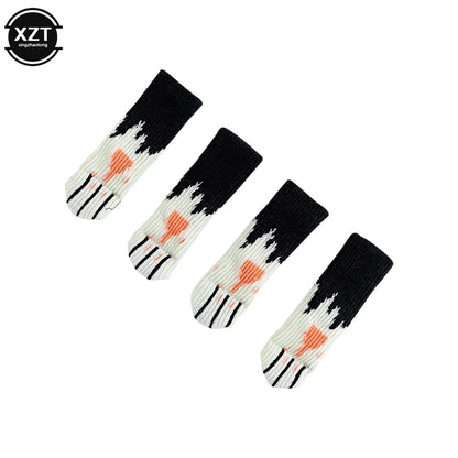 4Pcs Table And Chair Foot Pad Foot Cover Knitted Socks Cat Claw Mute Wear-resistant Non-slip suitable for circumference 6-17cm - Amazhona 