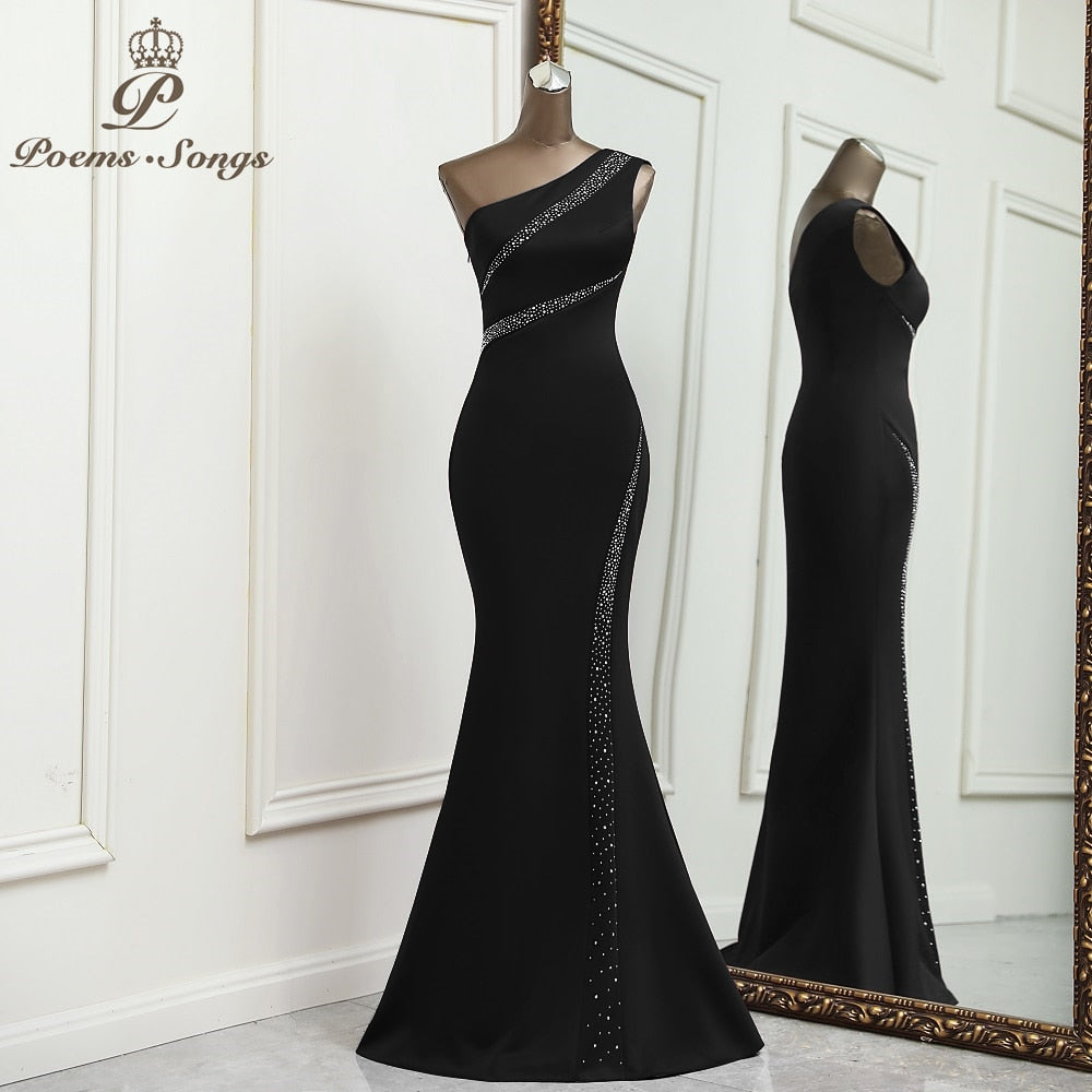 Sexy One shoulder evening dress vestidos formales vestidos de fiesta robe de soiree de mariage robe longue prom dress - Amazhona 