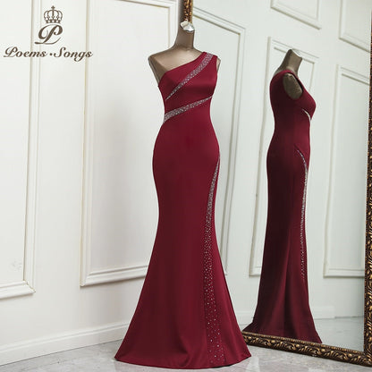 Sexy One shoulder evening dress vestidos formales vestidos de fiesta robe de soiree de mariage robe longue prom dress - Amazhona 