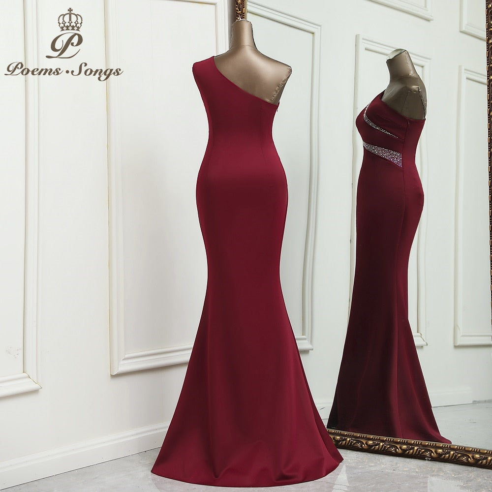 Sexy One shoulder evening dress vestidos formales vestidos de fiesta robe de soiree de mariage robe longue prom dress - Amazhona 