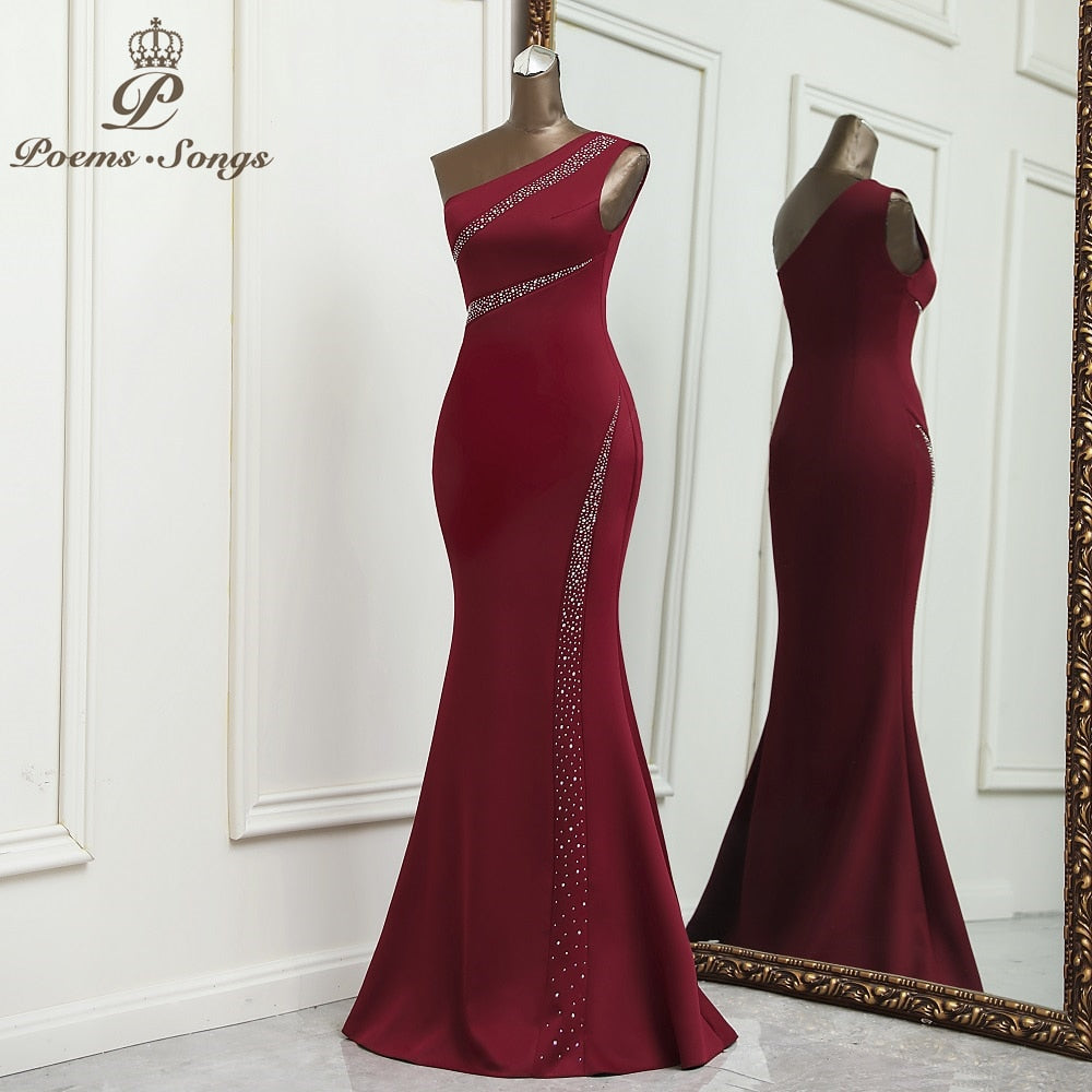 Sexy One shoulder evening dress vestidos formales vestidos de fiesta robe de soiree de mariage robe longue prom dress - Amazhona 