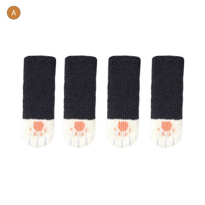 New 4pc Chair Leg Sock Furniture Feet Sleeve Cover Cat Scratching Cloth Floor Protection Knitting Wool Socks Anti-slip Table Leg - Amazhona 