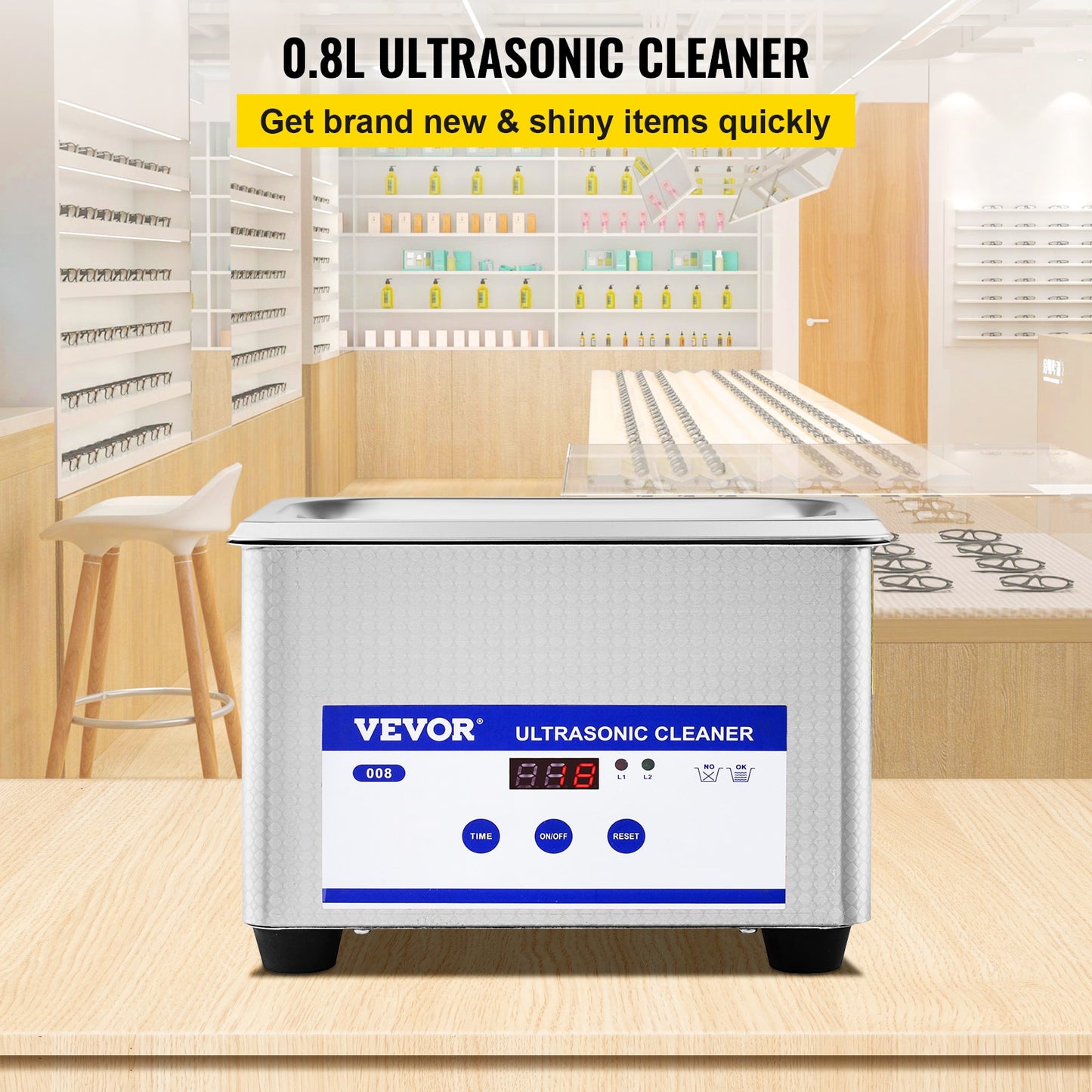 VEVOR 800ml Ultrasonic Cleaner Portable Washing Machine 35W Mini Dishwasher Lave-Dishes Ultrasound Bath Sonic for Home Appliance - Amazhona 