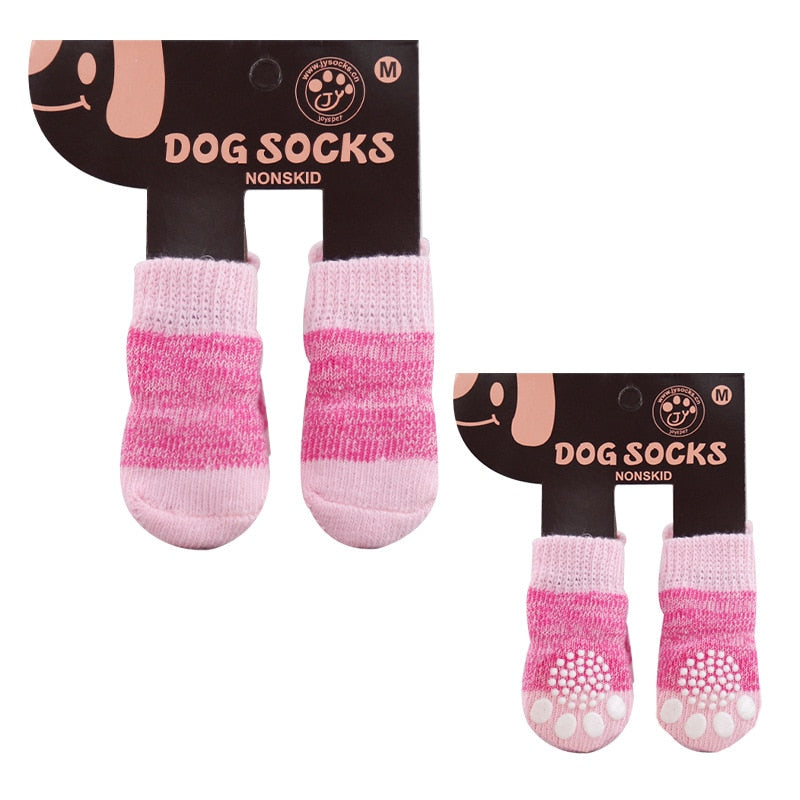 4pcs/set Pet Dog Winter Anti-Slip Socks Knit Warm Socks for Cat Dogs Chihuahua Thick Paw Protector Dog Socks Booties Accessories - Amazhona 