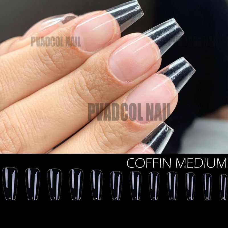 Gel Nails Extension System Full Cover Sculpted Clear Stiletto Coffin False Nail Tips 240pcs/bag - Amazhona 