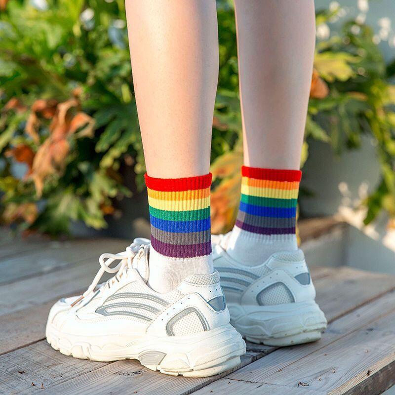 Japan Harajuku style cartoon creative striped checkered bear socks kawaii print funny girl socks fashion skateboard woman socks - Amazhona 