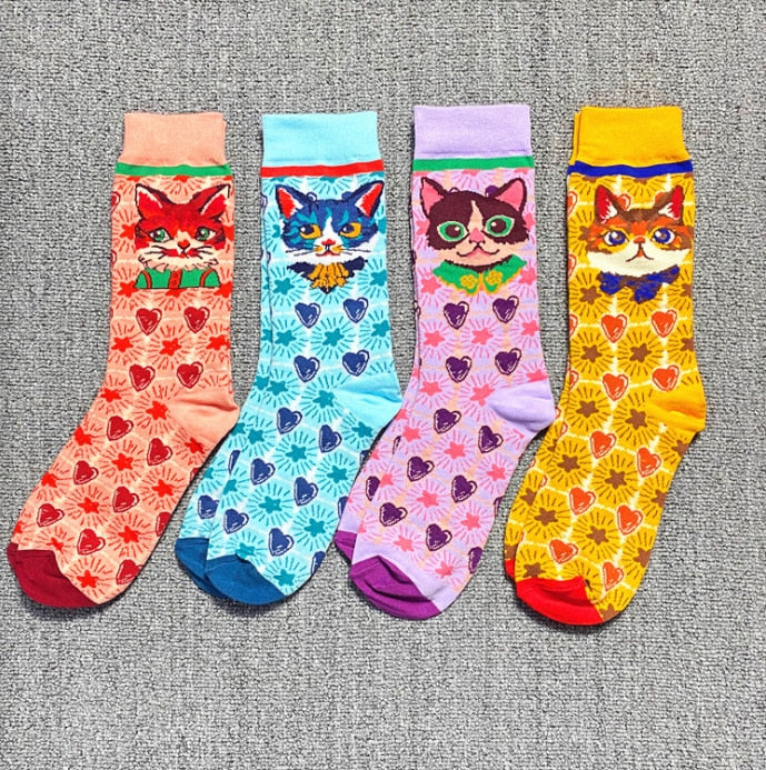 Occident Fashion Colorful Print Socks Women with Mushroom Spring Woman Socks Cotton Calcetines Mujer Meias 010202 - Amazhona 