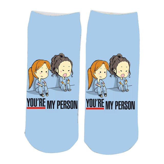 Doctor Nurse Print Grey's Anatomy Cotton Socks Casual Creative Breathable Soft Funny Novelty Low Tube Socks gift for fans - Amazhona 