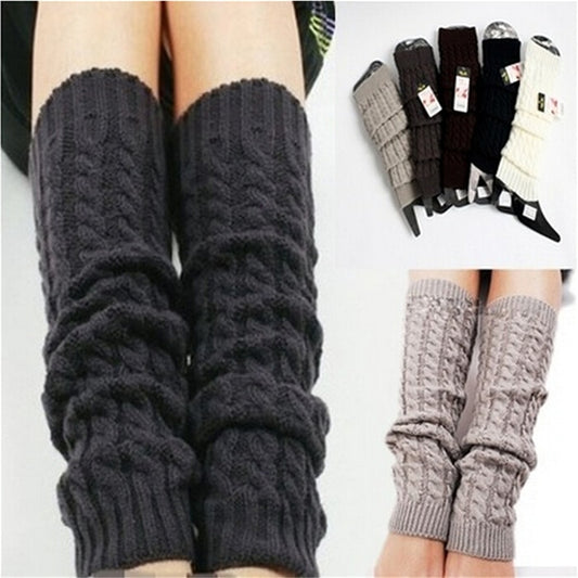 NEW Fashion Gaiters Boot Cuffs Woman Thigh High Warm Knit Knitted Knee Socks Black Leg Warmers for Women Christmas Gifts - Amazhona 