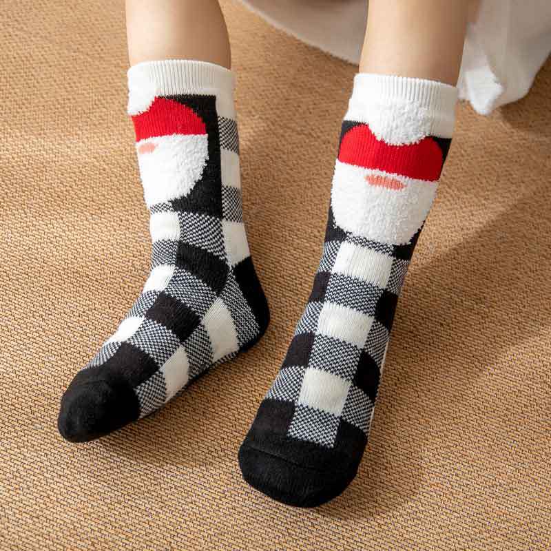 Christmas Fuzzy Socks Womens Winter Thermal Warm Floor Sock Soft Female Home Indoor Gifts Non Slip Grip Slipper Sock Fluffy - Amazhona 