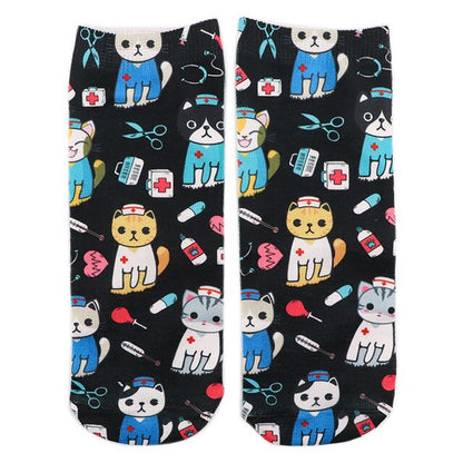 Doctor Nurse Print Grey's Anatomy Cotton Socks Casual Creative Breathable Soft Funny Novelty Low Tube Socks gift for fans - Amazhona 