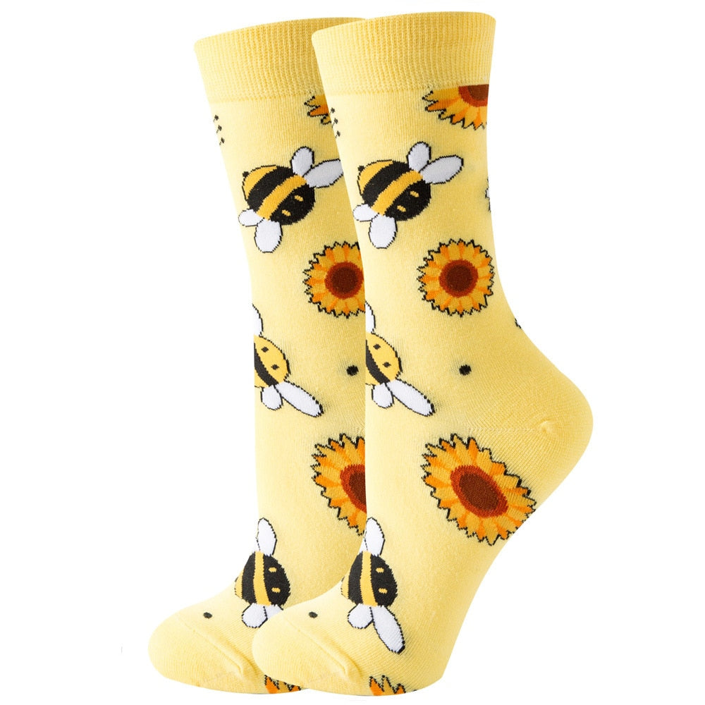 Cute Women Socks Cartoon Animal Food Fruit Socks  Kawaii Funny  Trendy Socks Happy Harajuku Casual Socks Autumn Spring Stocking - Amazhona 