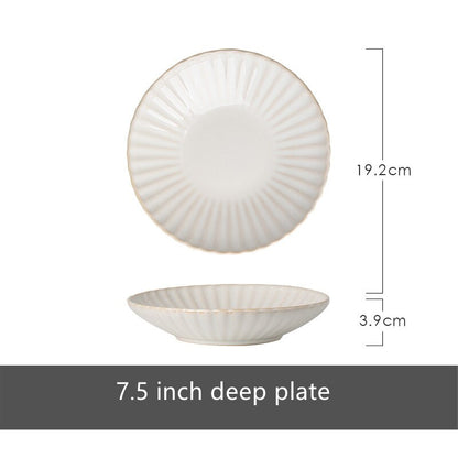 Nordic Ceramic Tableware Set Food Dinner Plates Salad Soup Bowl Dishes Japanese Dishes Sets Flat Plate Dinnerware - Amazhona 