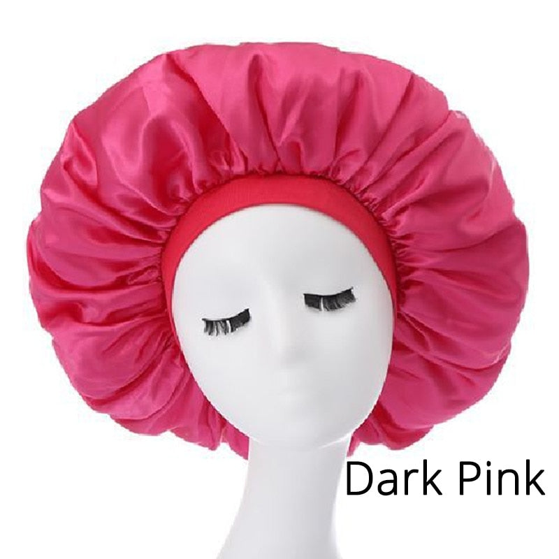 accesorios para el cabello Plussign 1Pcs Satin Sleep Bonnet For Braids Black Women Night Cap For Dreadlock Curly Hair Silk Satin Bonnet With Wide Edge - Amazhona 