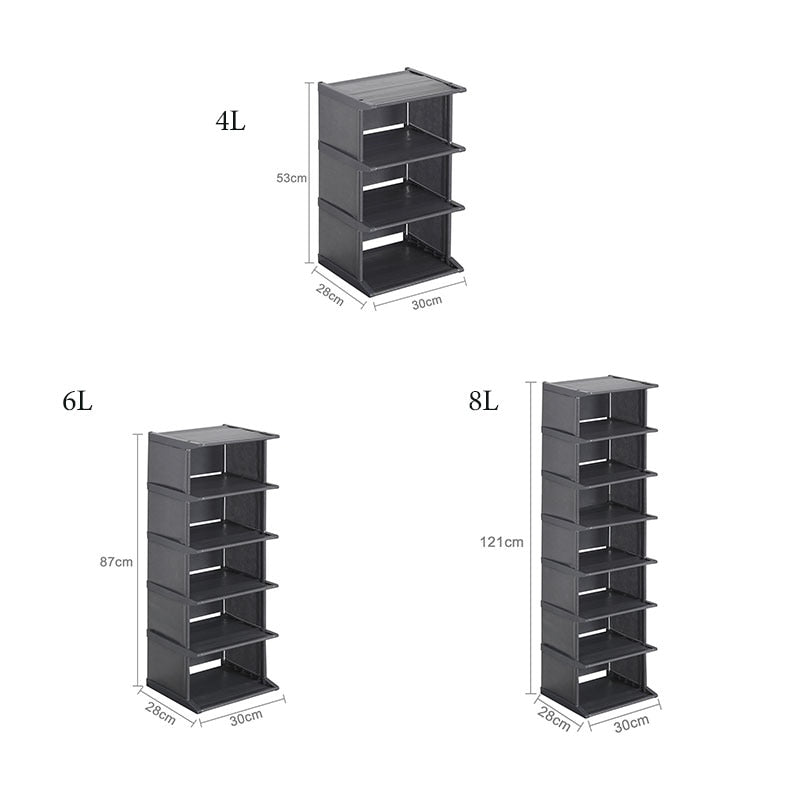 Shoe Cabinets DIY Metal Non-woven Vertical Shoe Organizer Shelf Simple Assembly Shoes Storage for Closet Dustproof Shoes Rack - Amazhona 