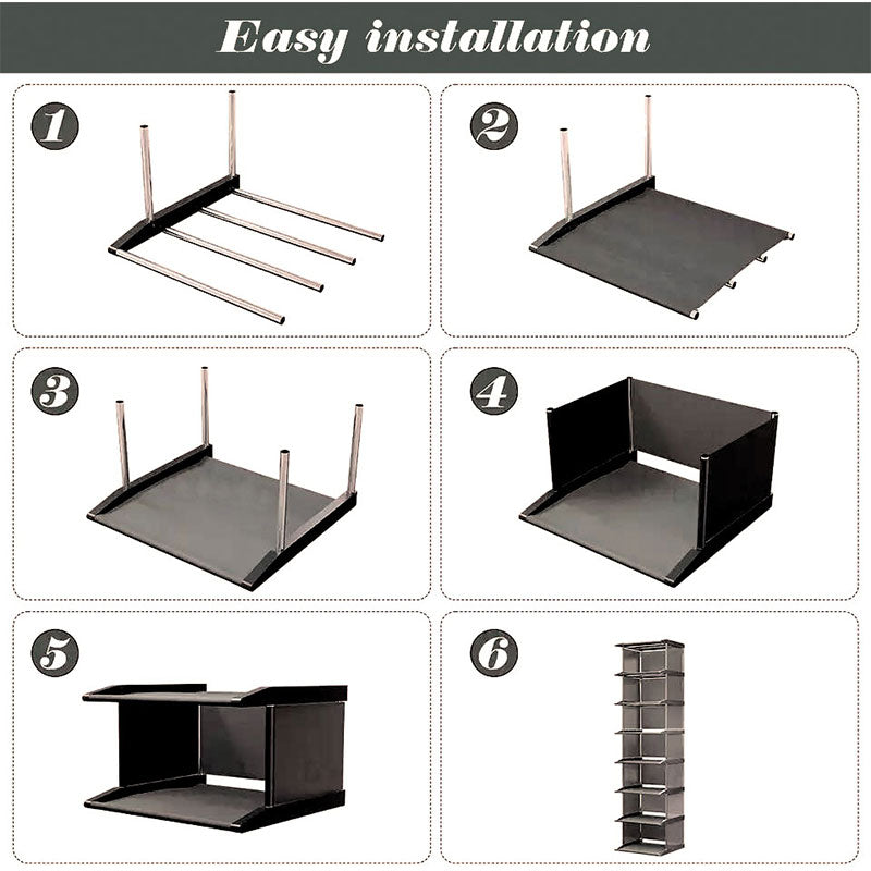 Shoe Cabinets DIY Metal Non-woven Vertical Shoe Organizer Shelf Simple Assembly Shoes Storage for Closet Dustproof Shoes Rack - Amazhona 