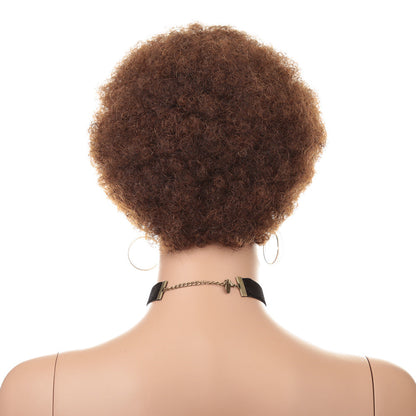 Short Human Hair Wig Natural Afri Kinky Curly Hair Wigs - Amazhona 