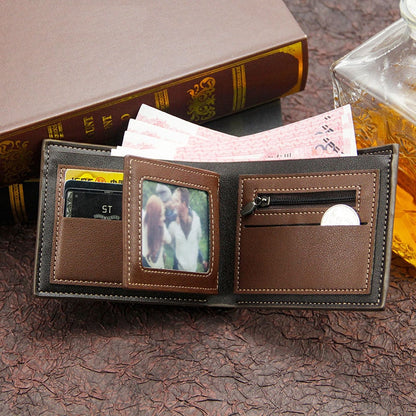 Short Men Wallets Slim Classic Coin Pocket Photo Holder Small Male Wallet Print Quality Card Holder Frosted Leather Men Purses - Amazhona 