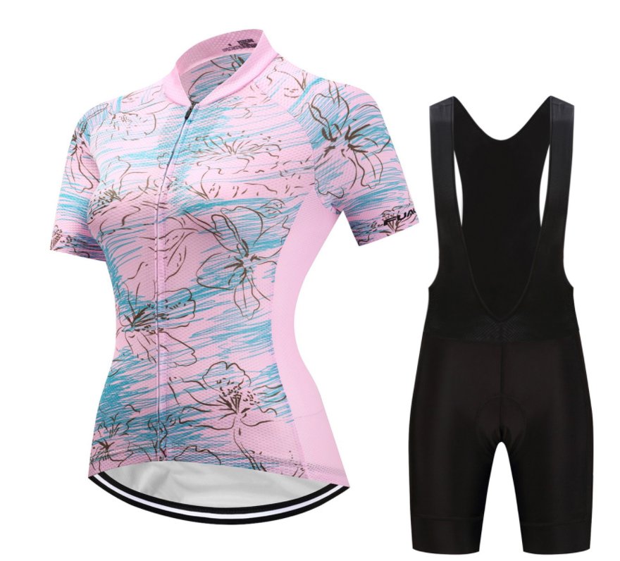 Short Sleeve Cycling Jersey - PinkCherryBlossom - Amazhona 