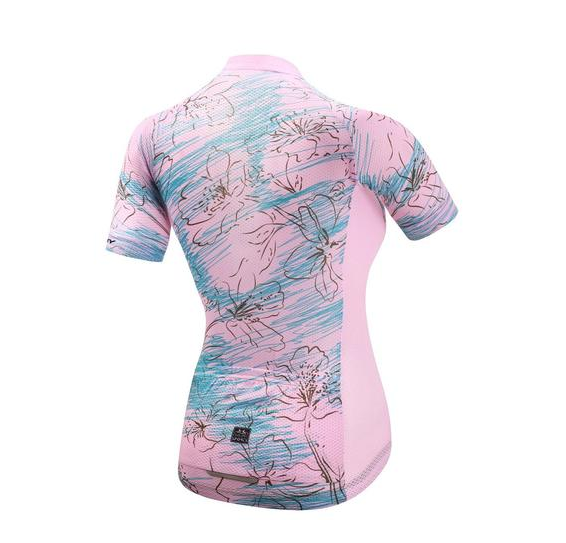 Short Sleeve Cycling Jersey - PinkCherryBlossom - Amazhona 