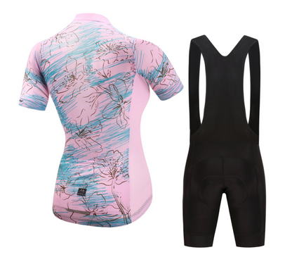 Short Sleeve Cycling Jersey - PinkCherryBlossom - Amazhona 