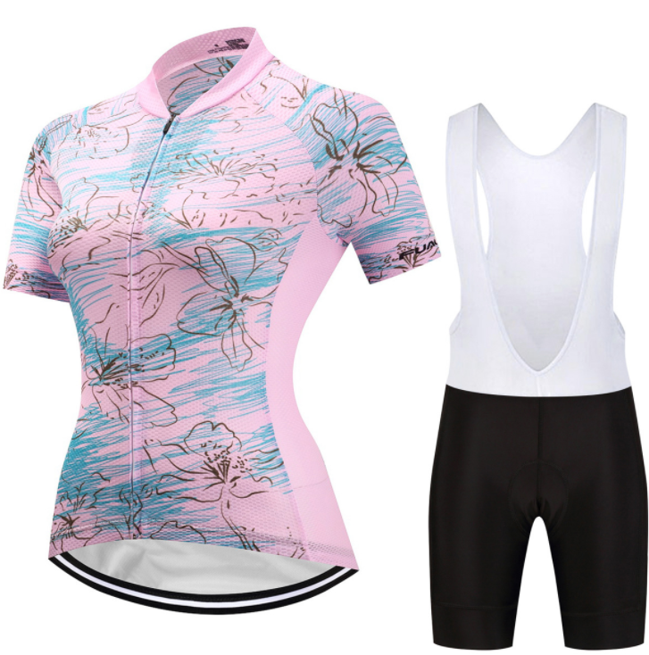 Short Sleeve Cycling Jersey - PinkCherryBlossom - Amazhona 