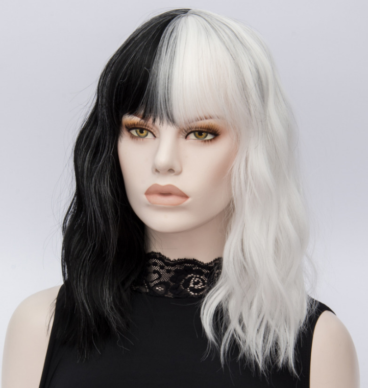 Short Wigs Similler Synthetic-Hair Halloween Kinky Cosplay Women White Straight for Black - Amazhona 