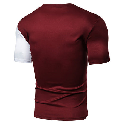 Short-sleeved T-shirt Stitching Round Neck Men's T-shirt - Amazhona 