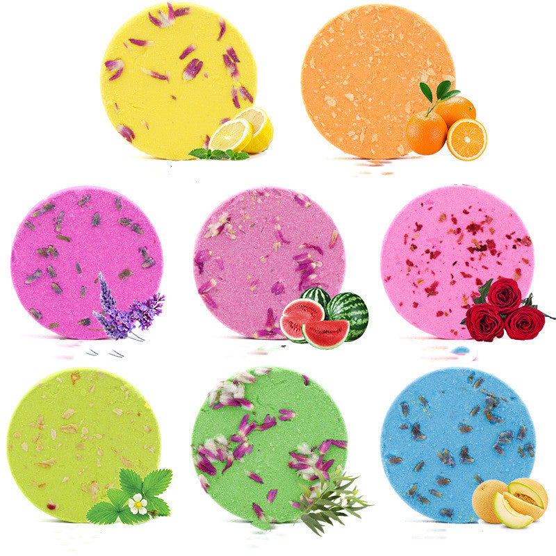 Shower Steamer Aromatherapy Shower Sheet Round Biscuit Flower Shower Sheet Set Essential Oil Bath Salt Bubble Bomb - Amazhona 