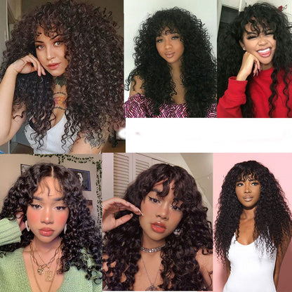 Shunfa Full-mechanical Curved Bangs Inverted Headgear Brazil Hair Wave Human Hair Headgear - Amazhona 