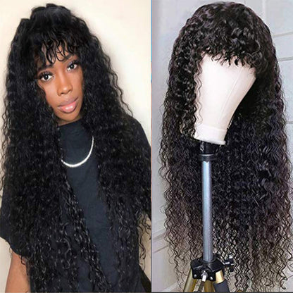 Shunfa Full-mechanical Curved Bangs Inverted Headgear Brazil Hair Wave Human Hair Headgear - Amazhona 