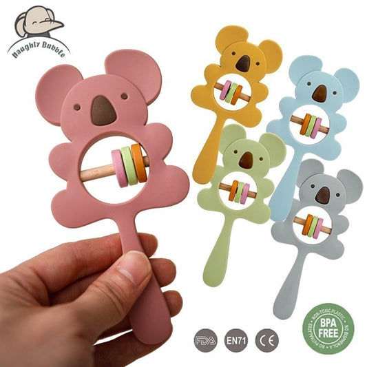 Silicone Rattles for Kids Animal Koala Handbells Newborn Baby Bed Bell Educational Toys Safe Food Grade Baby Teether Baby Items - Amazhona 