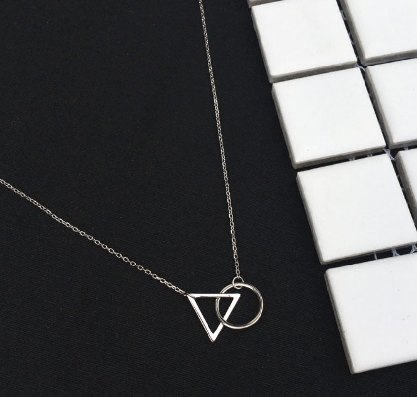 Simple 925 Sterling Silver Geometric Pendant Necklace - Amazhona 