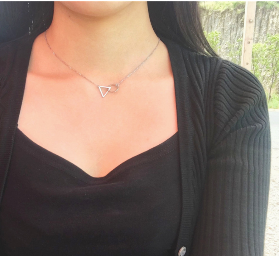 Simple 925 Sterling Silver Geometric Pendant Necklace - Amazhona 