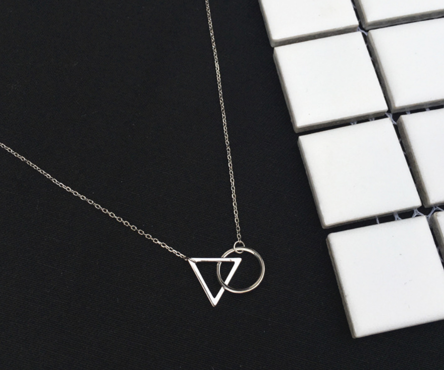 Simple 925 Sterling Silver Geometric Pendant Necklace - Amazhona 