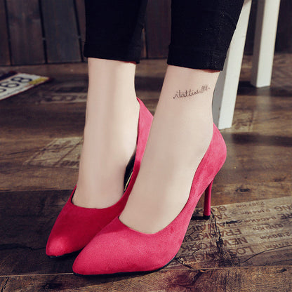 Single Korean Style Shallow Mouth High Heel Women's Shoes - Amazhona 