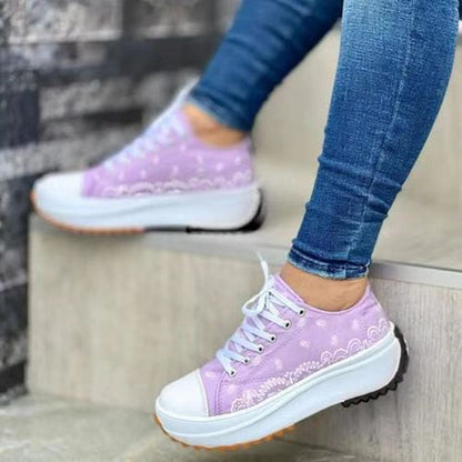 Sneakers Women Shoes 2022 Pattern Canvas Shoe Casual Women Sport Shoes Flat Lace-Up Adult Zapatillas Mujer Chaussure Femme - Amazhona 