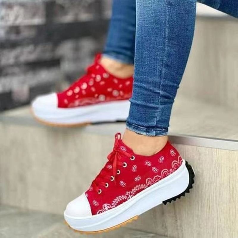 Sneakers Women Shoes 2022 Pattern Canvas Shoe Casual Women Sport Shoes Flat Lace-Up Adult Zapatillas Mujer Chaussure Femme - Amazhona 