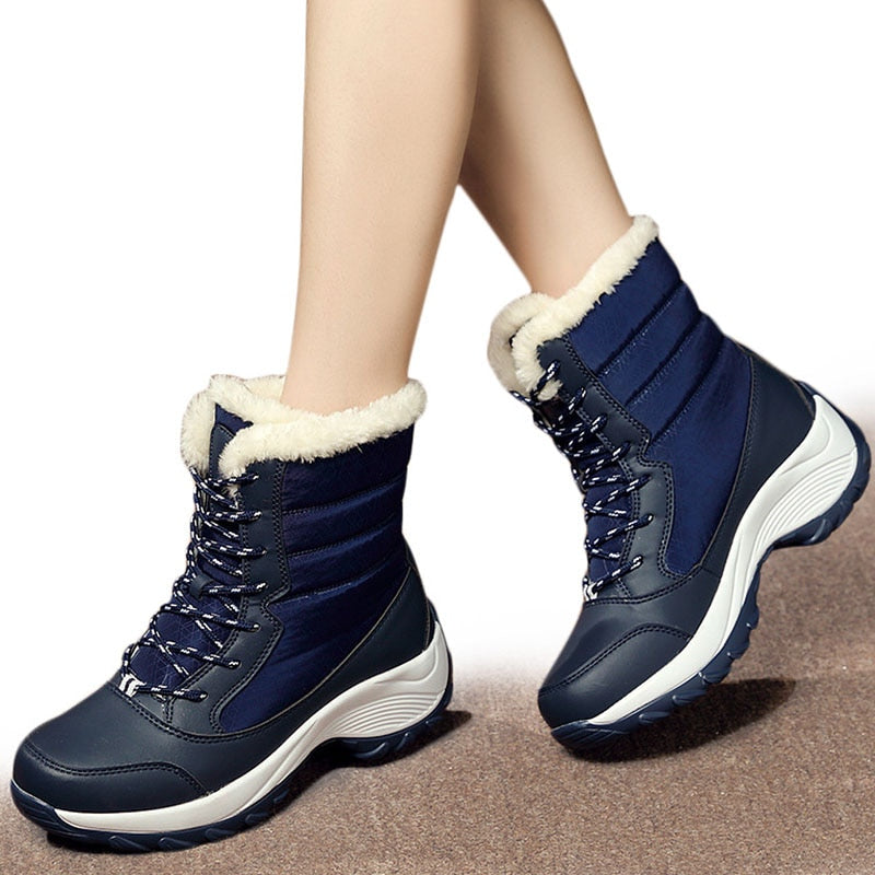 Snow Boots Plush Warm Ankle Boots For Women Winter Shoes Waterproof Boots Women Female Winter Shoes Booties Botas Mujer - Amazhona 