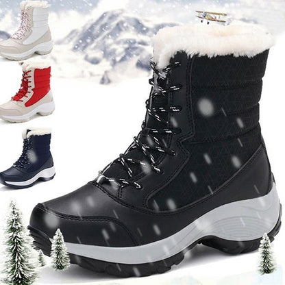 Snow Boots Plush Warm Ankle Boots Winter Shoes Booties Botas Mujer For Women Winter Shoes Waterproof Boots Women Female - Amazhona 