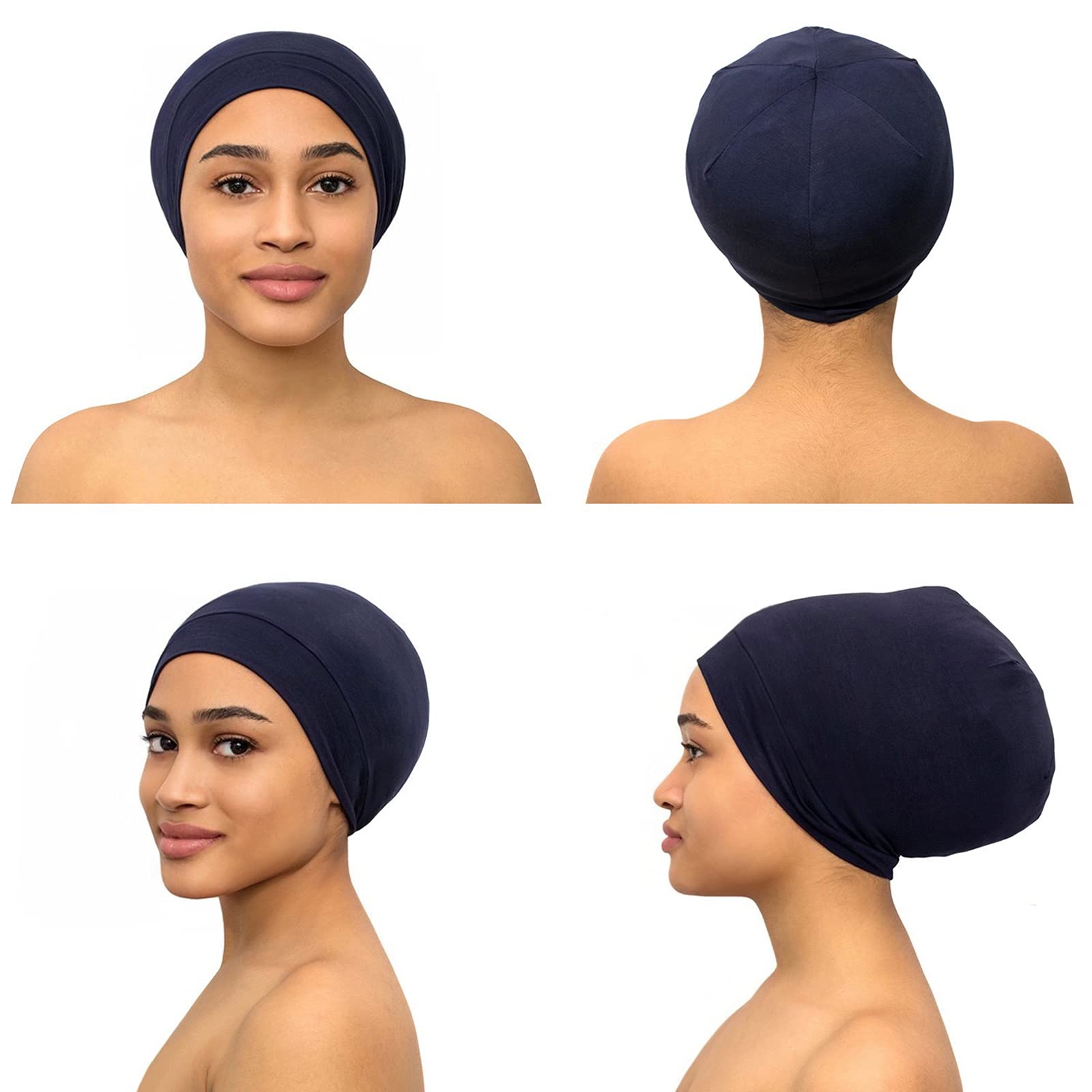 Soft Stretch Satin Bonnet Fashion Lined Sleeping Beanie Hat Bamboo Headwear Frizzy Natural Hair Nurse Cap for Women and Men - Amazhona 