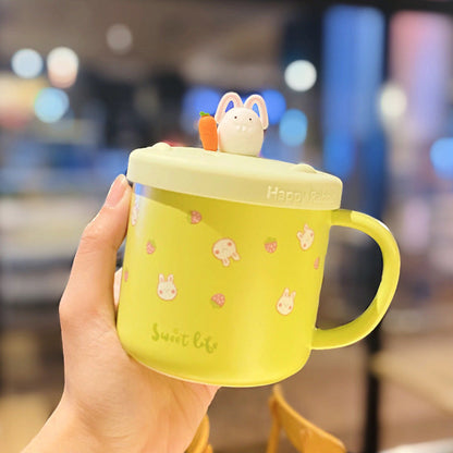 Spoon With Lid Soft Cute Girl Heart Mug Home - Amazhona 